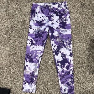 Under Armour Girls Purple and White Printed Leggings